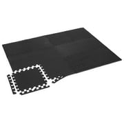SAYFUT 12 PCS Walnut Woodgrain Fitness Mat with Interlocking Foam Tiles for Gym Flooring Excellent for Pilates, Yoga, Aerobic Cardio Work Outs and Kids Playrooms, 1/2 In Thick 12 Sq Ft