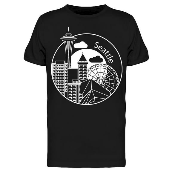 Seattle In A Round T-Shirt Men -Image by Shutterstock, Male XX-Large