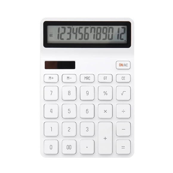 Kacogreen KACO LEMO Eco-Friendly 12-Digit LCD Desktop Calculator with Dual Power Source, Auto Shutdown, and Compact Design for Office & School Use - Model K1410, White