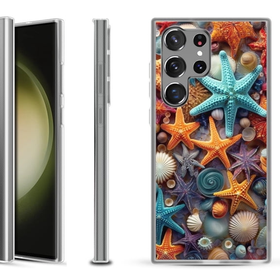 Slim-Fit Fashion Phone Case for Samsung Galaxy S23 Ultra, by OneToughShield ® - Starfish Mix
