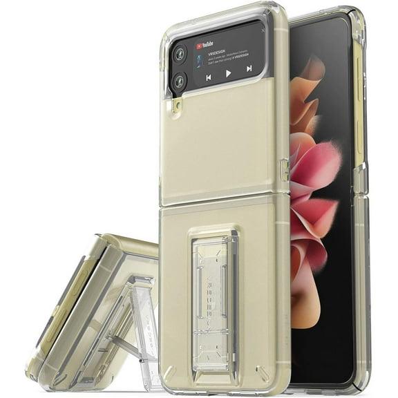 VRS Design Phone Case for Galaxy Z Flip 3, [QuickStand Modern] Sturdy Kickstand Case Compatible with Galaxy Z Flip 3 (2021) Clear