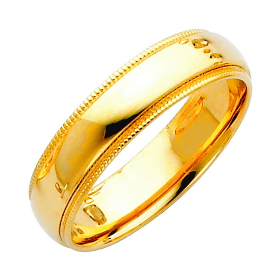 14k Yellow Gold 5mm Milligrain Comfort-Fit Wedding Band Ring Size 10 Wedding Band for Women and Men