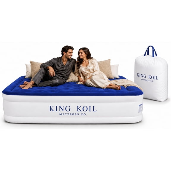 Open Box King Koil 16" Full Air Mattress with Built-In High-Speed Pump - CNN Underscored Top Pick, Sleeps Like a Real Bed, Inflates in 2 Minutes, 600 lb Capacity for Guests, Camping, Home, 1-Year Warranty