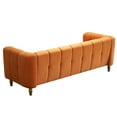 thumbnail image 5 of Square Tufted Performance Velvet Sofa, 3-Seater Upholstered Couch with Golden Metal Legs, Modern Chesterfield Sofa for Living Room Apartment Office, Orange, 5 of 8
