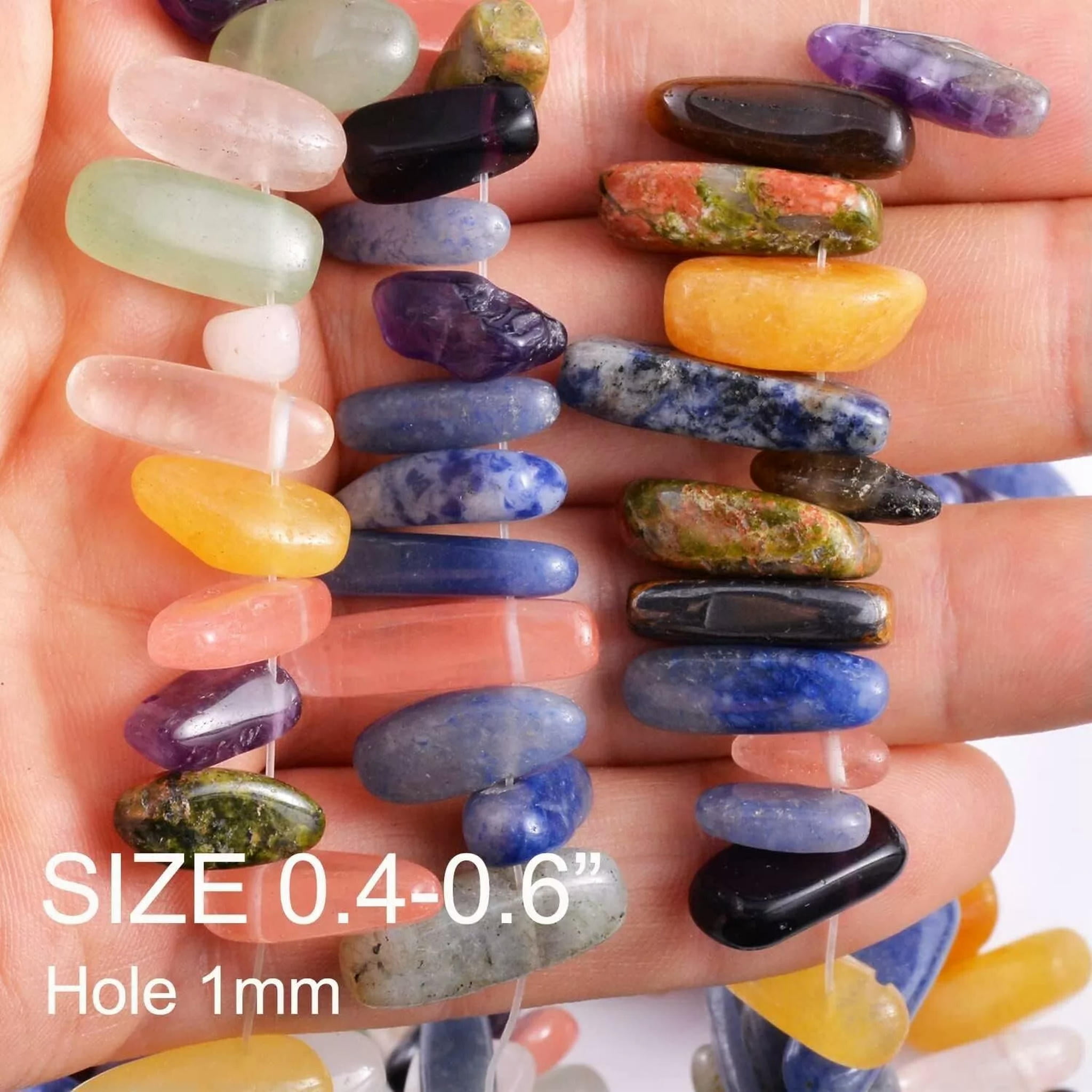 U8MO Gemstone Beads Tumbled Mixed Set Bullet Jewelry Supplies 70pcs Bulk Lot