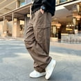 thumbnail image 2 of SROBPTY Fall Winter Pants for Teens Boys Solid Cargo Loose, 2 of 5