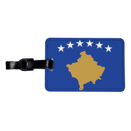 Kosovo Country Flag Faux Leather Travel Luggage Tag