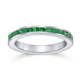 thumbnail image 3 of Green CZ Channel Eternity Band Ring Imitation Emerald Sterling Silver, 3 of 4