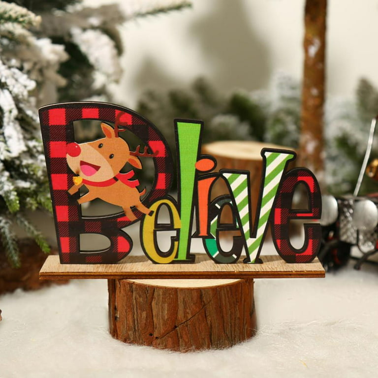 Christmas Table Decoration, Wooden Table Sign, Merry Christmas Gnome Joy  Centerpiece Desk Decor, Xmas Table Wood Letter Decor for Party Holiday Decor  Photo Props 