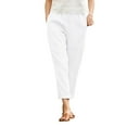thumbnail image 2 of IDALL Capri Pants for Women Linen Pants Women Women Cotton Pocket Cropped Straight Leg Crop Pants Ladies Casual Long Loose Pant Slacks Lounge Pants Women Summer Pants White 5XL, 2 of 5