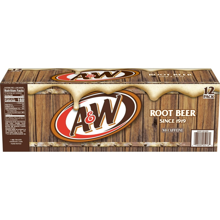 A&W Root Beer Soda Pop, Classic American Flavor, Caffeine A&W Root Beer Soda Pop, Classic American Flavor, Caffeine