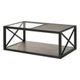 thumbnail image 6 of Tempered Glass Top Coffee Table-Industrial Style, Natural Wood MDF Top, 6 of 11