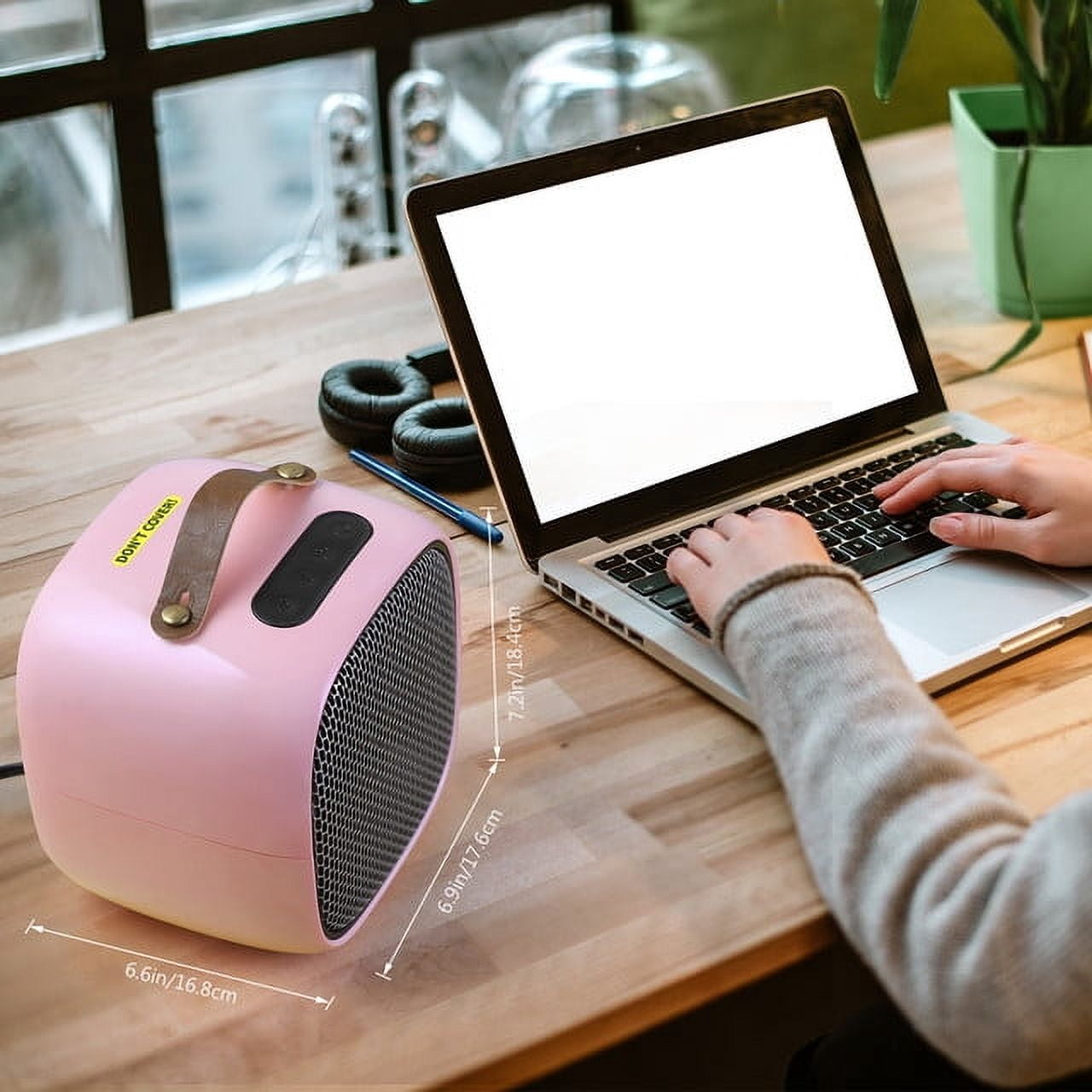 2-Set Electric Ceramic Space Heater with Thermostat, Cute Pink