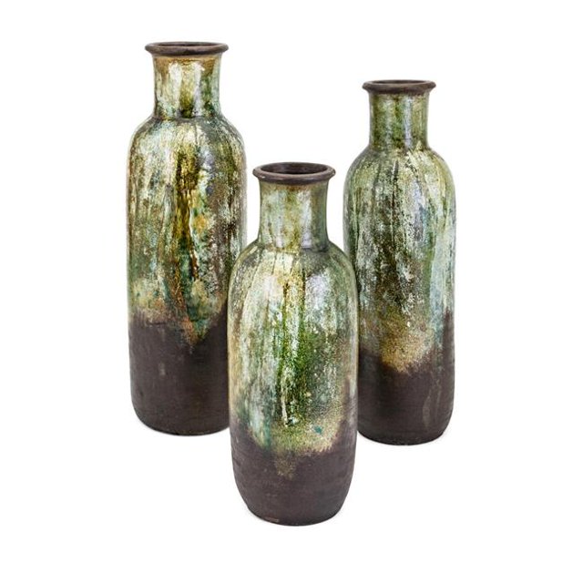 20155-3 Vases Isabella de IMAX&44; Vert - Lot de 3