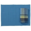 Home Trends Ribbed Placemat & Napkin Set, Blue Jewel