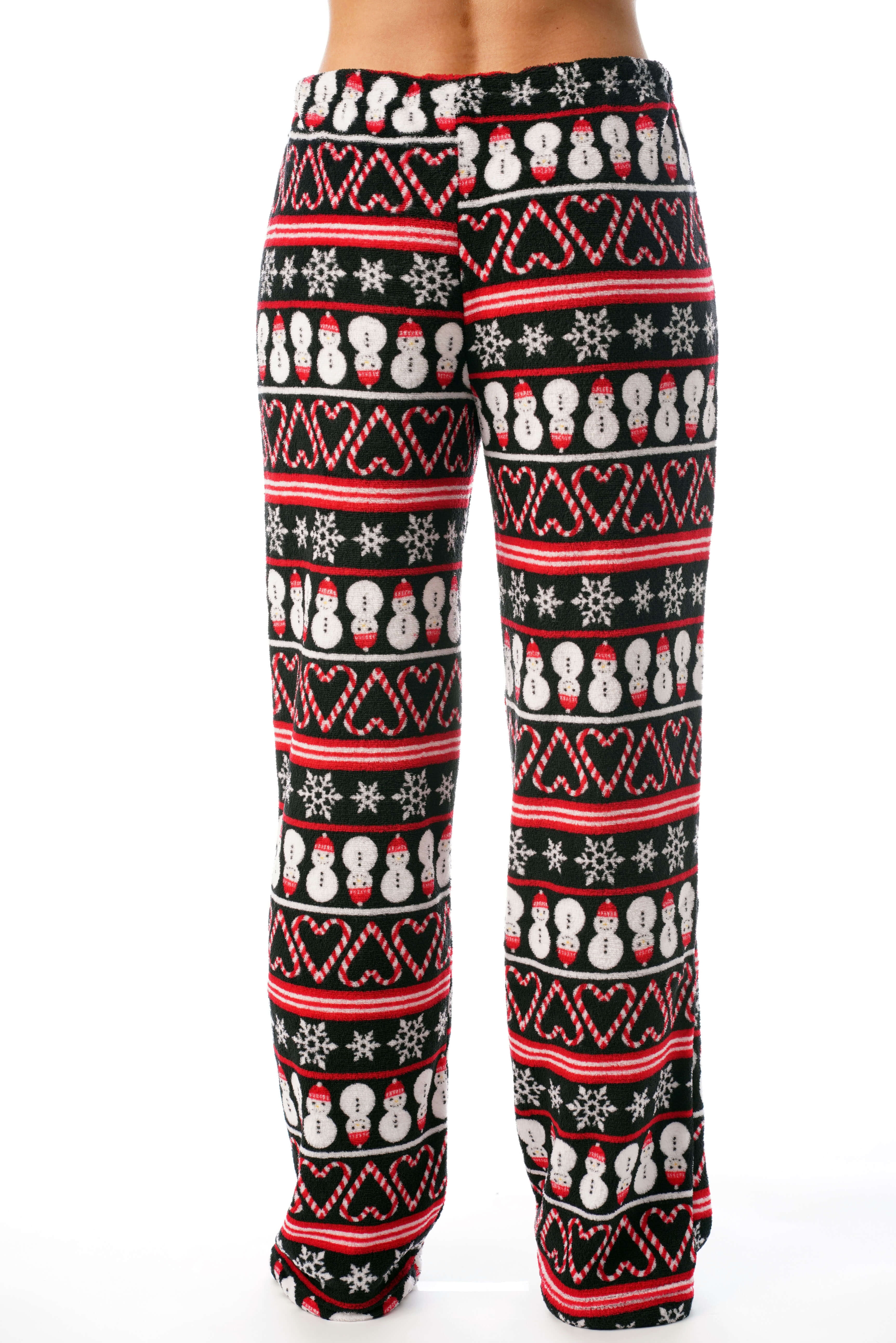 Just Love Women's Plush Pajama Pants 6339-10351-RED-M (Candycane Snowman  Fairisle, Small) 