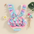 thumbnail image 3 of Bagilaanoe Newborn Baby Girl Summer Rompers Rainbow Print Fly Sleeve Bodysuits 6M 9M 12M 18M  Infant Casual One Piece Jumpsuit, 3 of 8