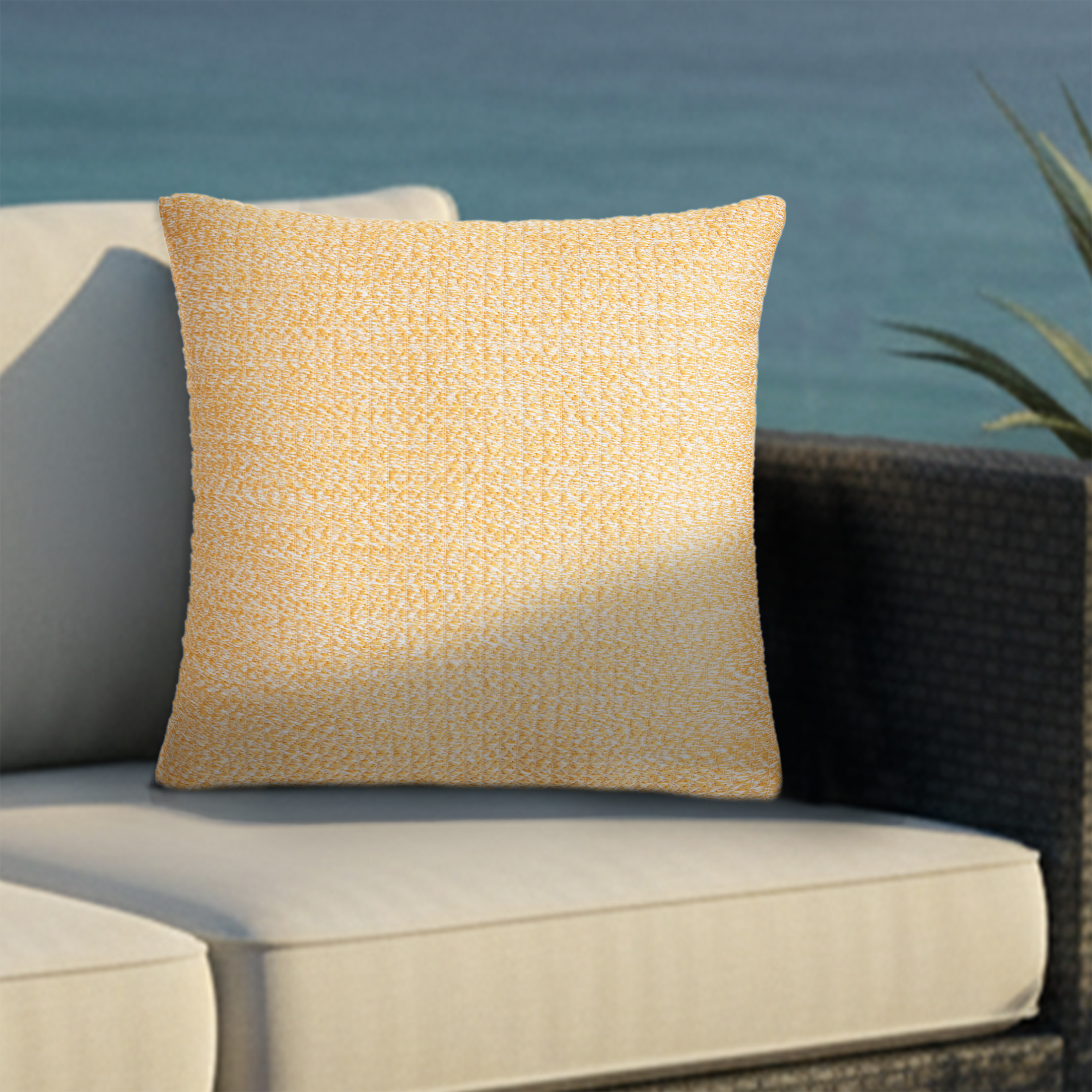 Better Homes & Gardens 18" x 18" Yellow Woven Outdoor Pillow