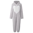 thumbnail image 2 of Gibobby pantalones de yoga Pijama de manga larga de lana artificial para mujer, mono holgado con capucha y cremallera de Color sólido informal, pijama informal de invierno cál(Gris， S), 2 of 4