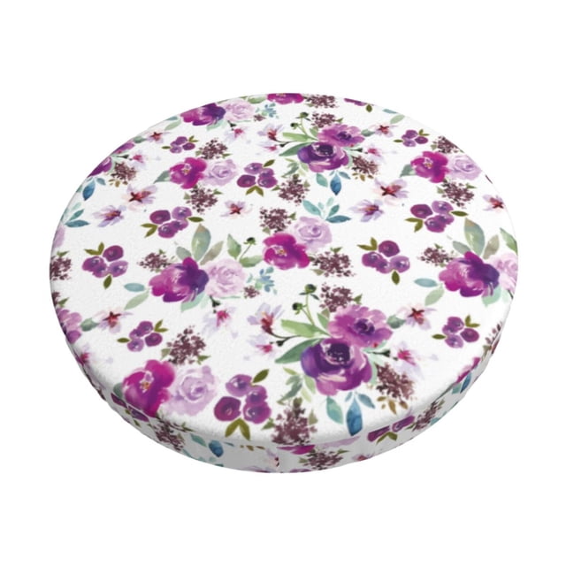 Balery Violets Flowers Fundas de asiento para taburete de bar redondo de tela de terciopelo ajustables que protegen de arañazos y manchas para sillas de 14 a 17 pulgadas.-12 inch