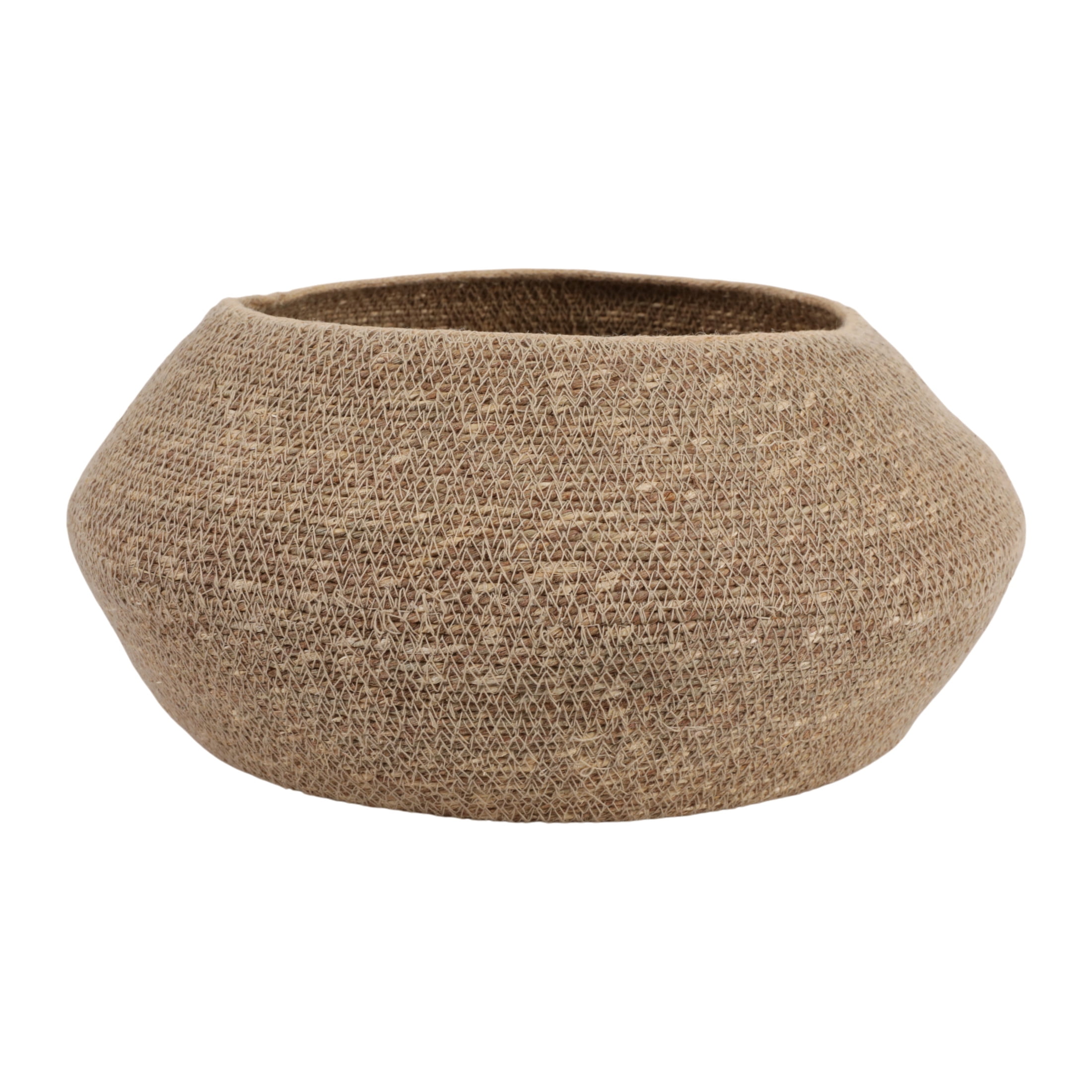 Woven Jute Storage Basket for House Organizing - Decorative Basket for Blankets, Bathroom Towels, and Living Room Decor - Home Decor Accent for Entryway, Bathroom, or Laundry Room - 8", Brown & Tan
