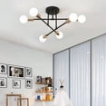 thumbnail image 5 of 6-Light Industrial Metal Semi Flush Mount Chandelier - Modern Ceiling Light Fixture (5 Colors Optional) for Bedroom, Dining Room, Living Room, Kitchen, Hallway, 5 of 8