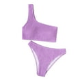 thumbnail image 4 of One Shoulder Swimsuits for Women,Textured Stretch Fit Bikini Sets,Seamless Bras and Cheeky Briefs, 4 of 6