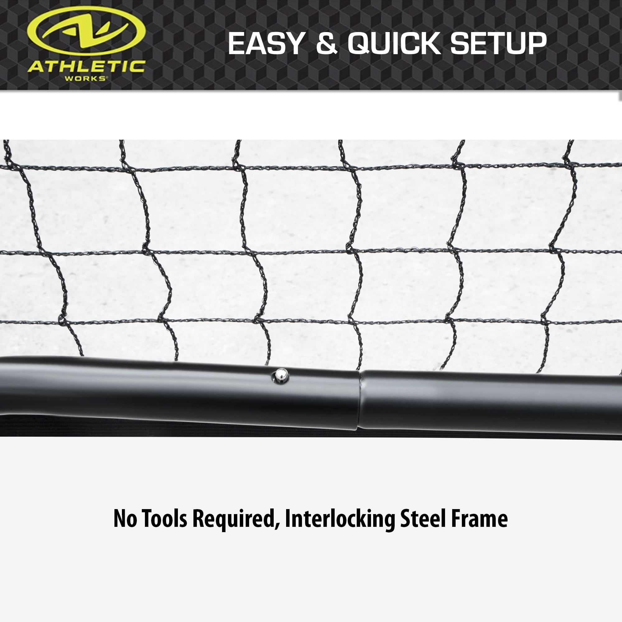 Athletic Works Easy Set up Half-Court Portable Pickleball Net, Interlocking Steel Frame for Quick and Easy Assembly, Durable Nylon Net, Includes Convenient Storage Bag, 10ft Net