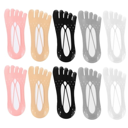 

5 Pairs Invisible Five Finger Socks Non-slip Socks Silicone Socks Shallow Socks