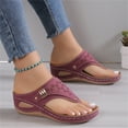 thumbnail image 3 of Womens Wedge Sandals Comfortable Thong Sandals with Soft Sole and Buckle Belt for Summer Wedge Slides shikongkuajing, 3 of 5