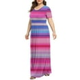 thumbnail image 3 of CELILIN Plus Size Dresses for Women Round Neck Printed Short Sleeve Maxi Dresses Casual Empire Waist Long Dress with Pockets XL-5XL, 3 of 6