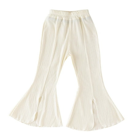 

Pedort Wide Leg Pants For Girls Casual Girls Joggers Sweatpants Kids Cargo Loose High Waisted Pants White 130