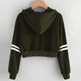 thumbnail image 2 of HSHDLDF Sweat à Capuche Court à Manches Longues Zippé Rayé pour Femmes Veste Décontractée à Cordon de Serrage, 2 of 5
