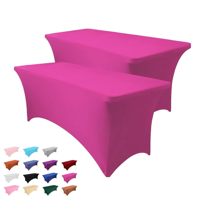 Mantel Heochy para mesas rectangulares de 6 pies, color rosa intenso, paquete de 2