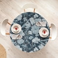 thumbnail image 4 of Ambesonne Floral Boho Fitted Round Tablecloth, Vintage Retro Petals, 45"- 56" Diameter, Slate Blue Soft Blue, 4 of 5