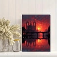 thumbnail image 2 of Gothic Burning Cathedral Canvas Art, Dark Fantasy Castle Scene, Game Room Spooky Wall Decor, 2 of 8