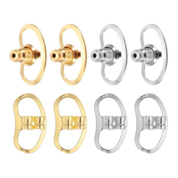 Conjunto de Repuestos para Respaldos de Aretes Uxcell, Gran Respaldo de Metal para Soporte de Aretes con Bloqueo para Aretes Pesados y Orejas Caídas (2 Estilos, Plata/Oro, Paquete de 8)