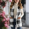 thumbnail image 3 of qolati Girls Flannel Plaid Vest Fall Winter Open Front Sleeveless Shacket Shirt Jacket Soft Sherpa Fuzzy Fleece Outerwear with Pockets 3-15 Years, 3 of 10