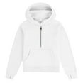 thumbnail image 3 of Lenpel Hoodies for Girls Casual Long Sleeve Half Zip Hooded Cropped Sweatshirts Pullover Sweatshirt Tops with Thumb Holes(White,11-12 Years), 3 of 4