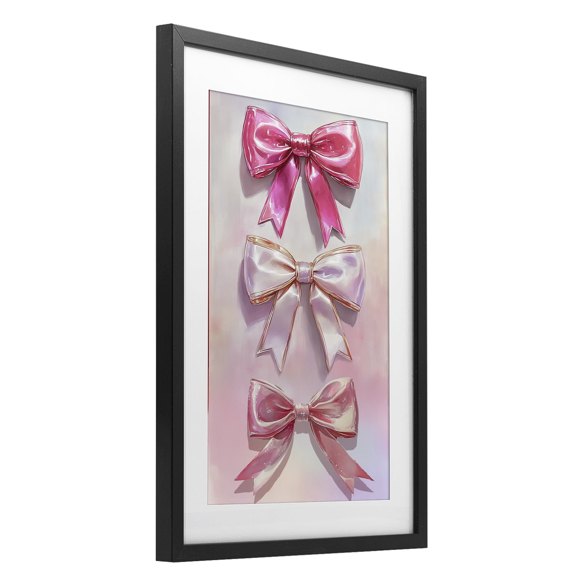 Stupell Industries Blush And Satin Bows Black Framed Print Under Glass, design by Annabelle Hall