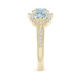 thumbnail image 3 of ANGARA Natural Floating Three Stone Aquamarine Ring with Diamond Halo in 14K Yellow Gold for Women (Size-6mm) | March Birthstone, Anniversary, Jewelry Gift for Women | Natural Aquamarine Ring, 3 of 9