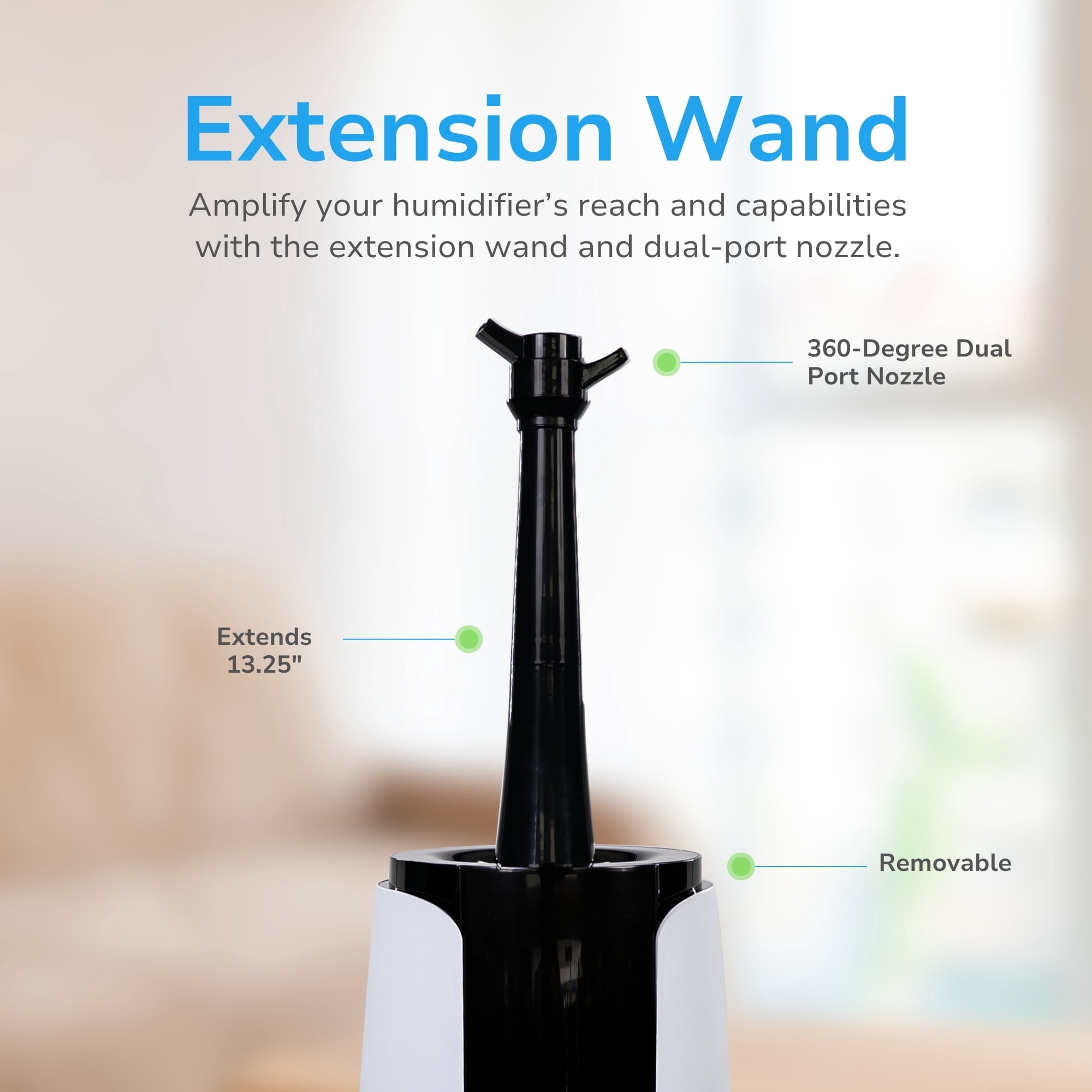 Hunter HHU400 Ultrasonic Humidifier - Vibration Technology Air Humidifier w/ Long Lasting Mist for Large Spaces - Hunter Humidifiers for Bedroom - Extension Wand & 360 Degree Nozzle, 2.19 Gal. Taupe