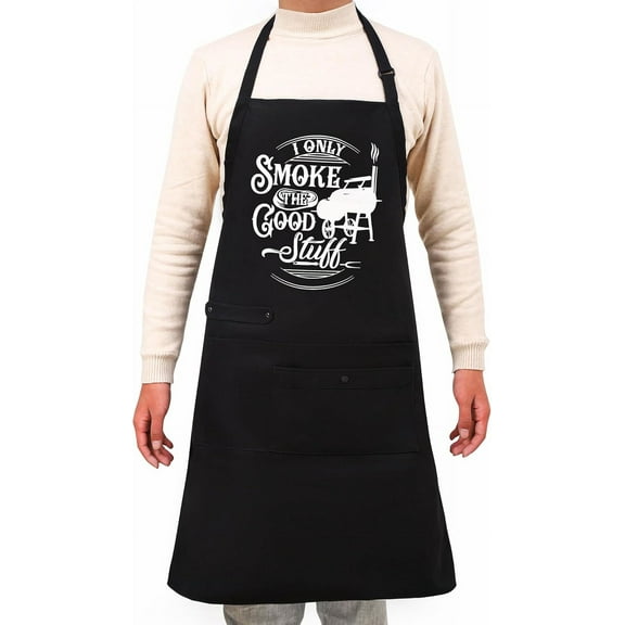 Waterproof Black Apron for Women and Men, Chef Cooking Kitchen Adjustable Funny Bib Aprons with 4 Pockets