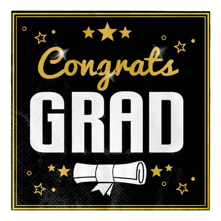 Graduation Party Tableware Disposable Black Paper Napkins for School Celebration 25 Pcs