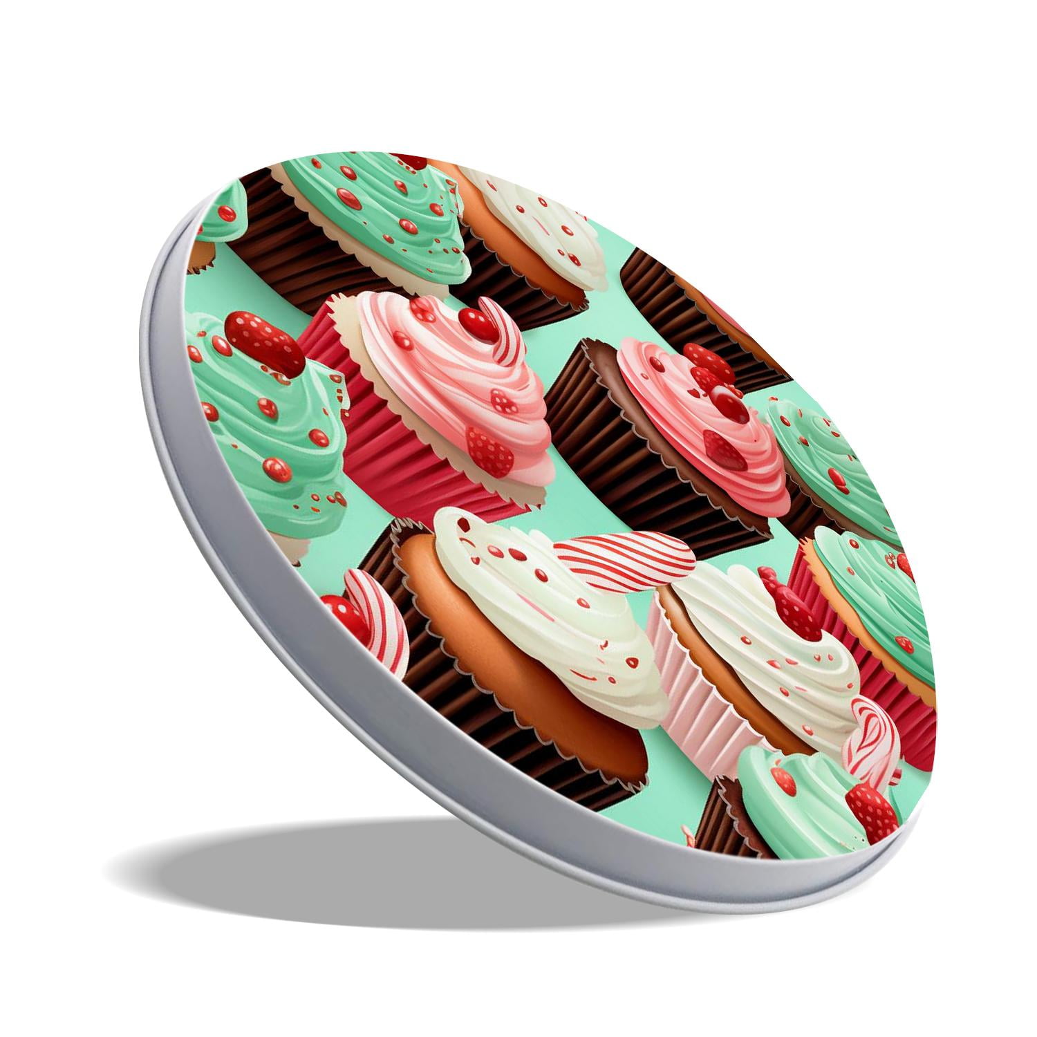 Round Stove Burner Covers 4 Pcs for Home Decor Cooktop Decorative ,Christmas Cupcakes art, Metal Round Stove Burner Covers 8Inch And 10Inch