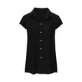 thumbnail image 3 of Timegard Eyelet Tops for Women Lapel V-Neck Button down Cap Sleeve Blouse Casual Long Shirts Tank Tops, 3 of 5