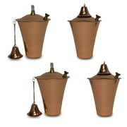Kona Tabletop Oil Torch - Sophisticated Oil Lamp is Perfect as a Centerpiece or as Landscape Lighting - Easy Refill 32oz Bowl with Matching Snuffer and Fiberglass Wick, Set of 4 (Smooth Copper)