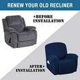 thumbnail image 4 of Super Stretch Couch Covers Recliner Covers Recliner Chair Covers Form Fitted Standard / Oversized Power Lift Reclining Slipcovers, Feature Soft Thick Jacquard, Navy, 2 Pack, 4 of 7