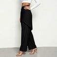 thumbnail image 6 of TEAJOPSUU Women's Wide Leg Pants High Waisted Tie Waist Wrap Pants with Pockets Casual Solid Color Daily Pants Black, 6 of 7