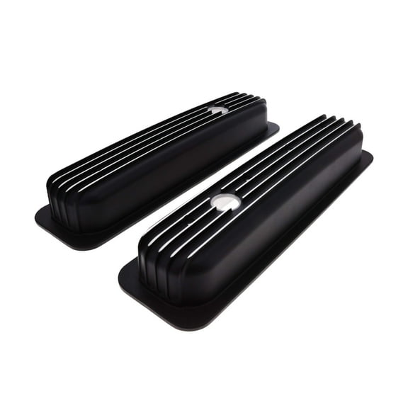 Finned Aluminum Center Bolt Valve Cover for 1987-2000 Chevy SB - Black